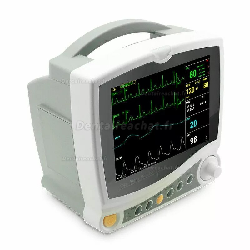 CONTEC® CMS6800 Moniteur multiparamétrique 8″Ecran Tactile (empérature, Respiration, Fréquence de pouls, NIBP, SpO2, ECG)